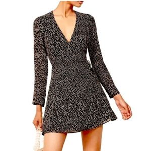 Reformation Gjelina Long Sleeve Mini Wrap Dress in Black Floral